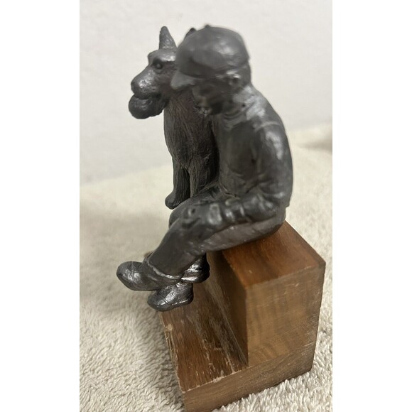 Michael Ricker Pewter Boy and HIs Puppy Dog With Ball Miniature Figurine - Picture 7 of 11